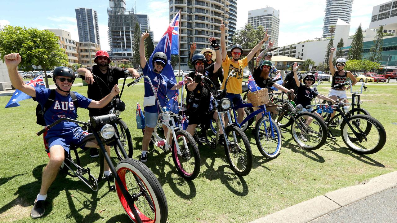 People celebrating Australia Day at Kurrawa Park Broadbeach. Pic Mike Batterham