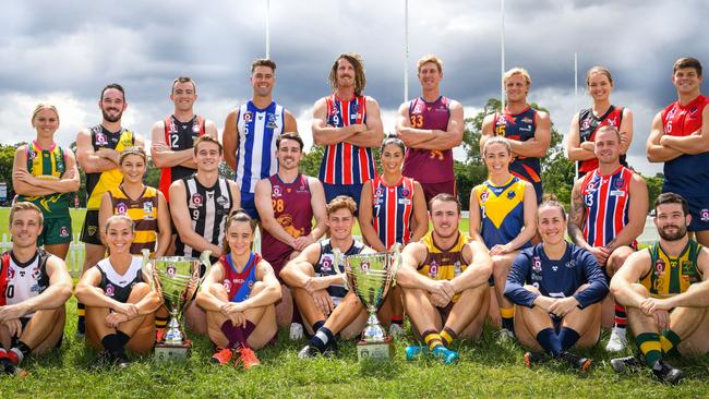 QAFL and QAFLW captains at AFLQ captain's day. Photo: Deion Menzies/Highflyer Images.