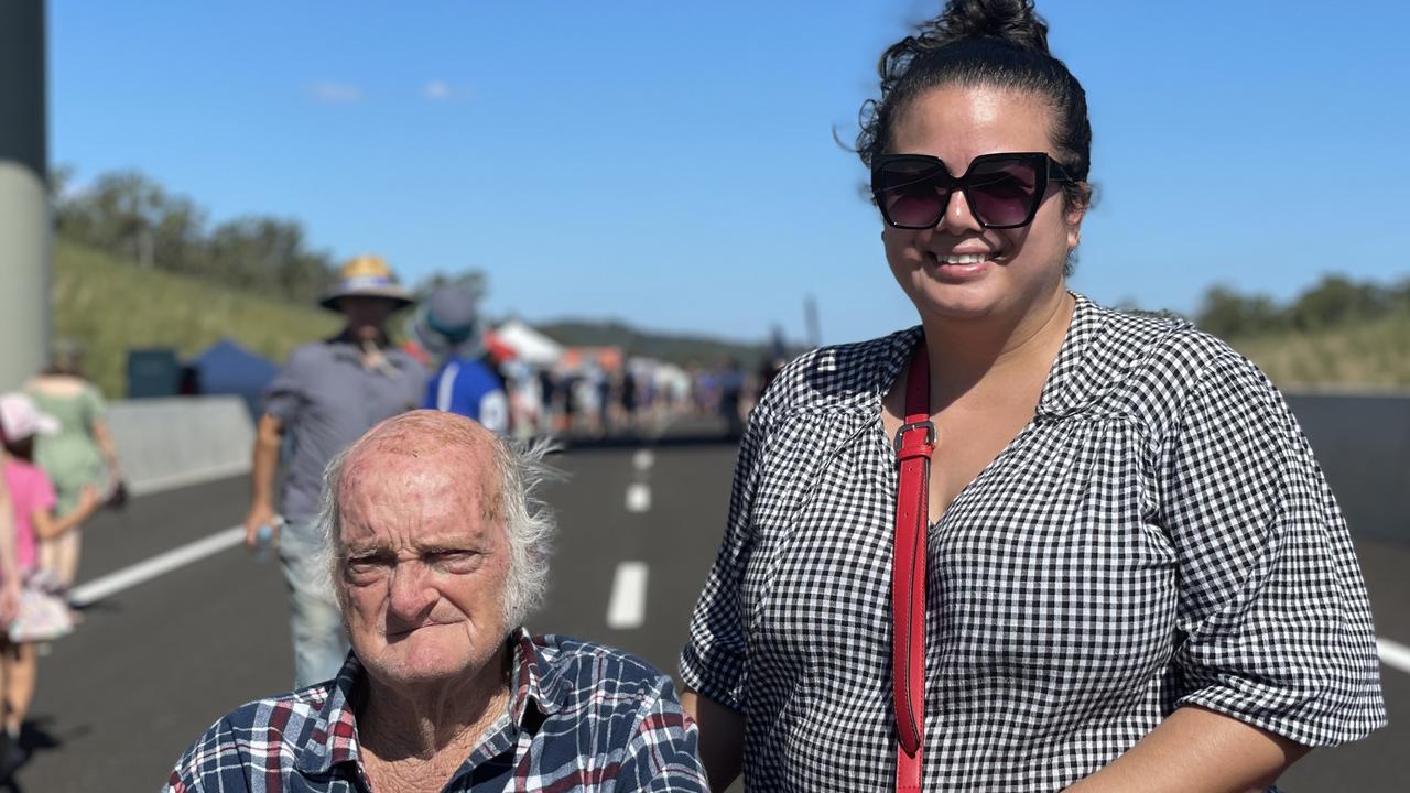 John and Myrtle Hunt celebrate the impending opening of the Gympie Bypass at a community event on Saturday August 17, 2024.