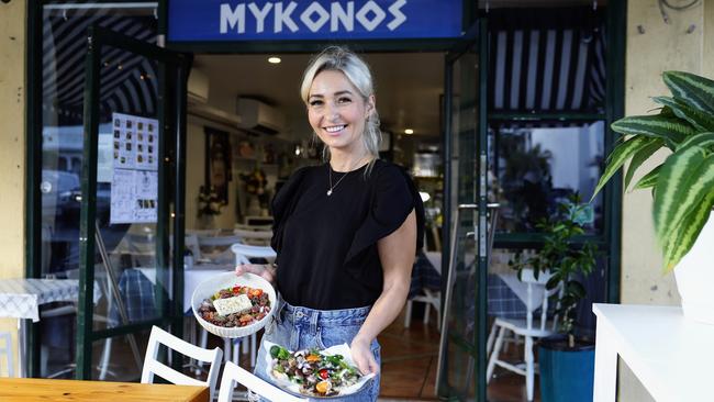 Ewelina Plis is the new owner and head chef at Mykonos, and has added dishes from her native Poland to the menu to complement Greek favourites like fetta and olive salad, and lamb souvlaki pita. Picture: Brendan Radke