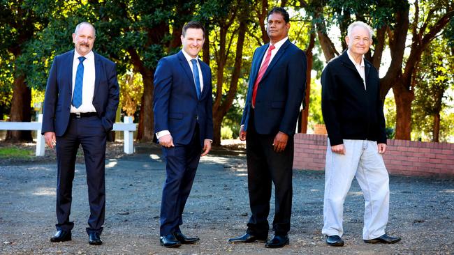 Federal election candidates for the seat of Mitchell United Australia Party, Ray Hoppenbrouwer, Liberal Party, Alex Hawke, Labor Party Immanuel Selvaraj and Greens Lawrence Murphy. Picture: Angelo Velardo