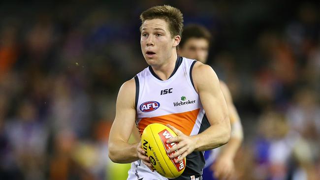 Toby Greene in action against the Western Bulldogs. Picture: Michael Klein