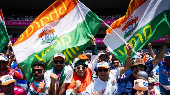 Indian cricket fans during the action at the SCG on Day 2 of the 5th test. Photo: Tom Parrish