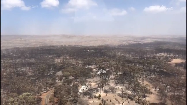 Kangaroo Island fireground from above