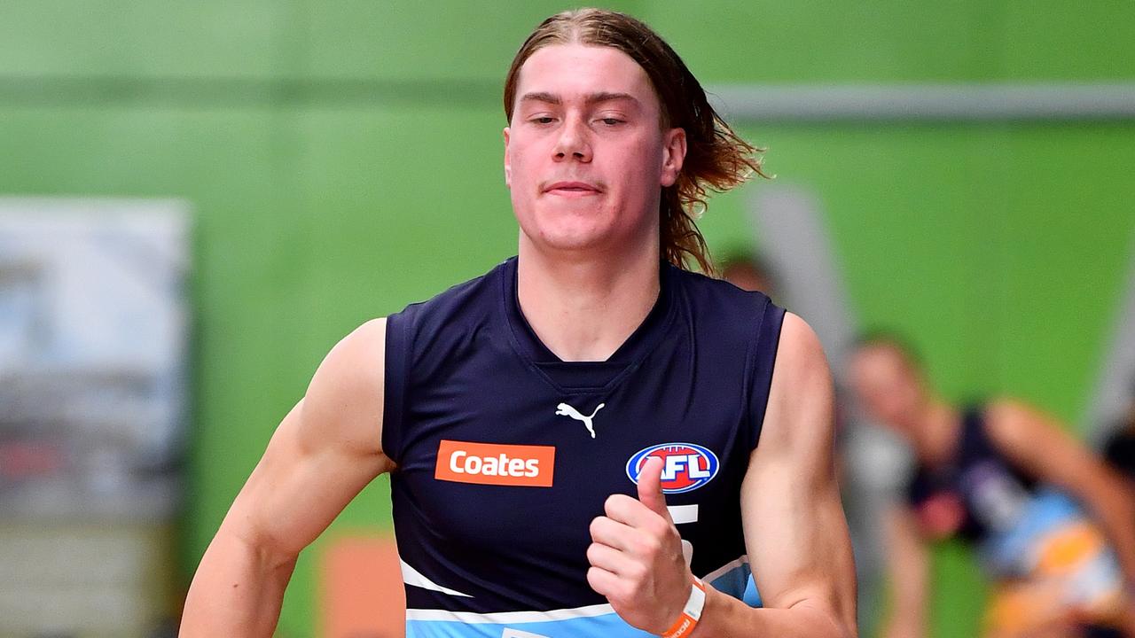 Reid during AFL draft testing. Picture: Getty Images