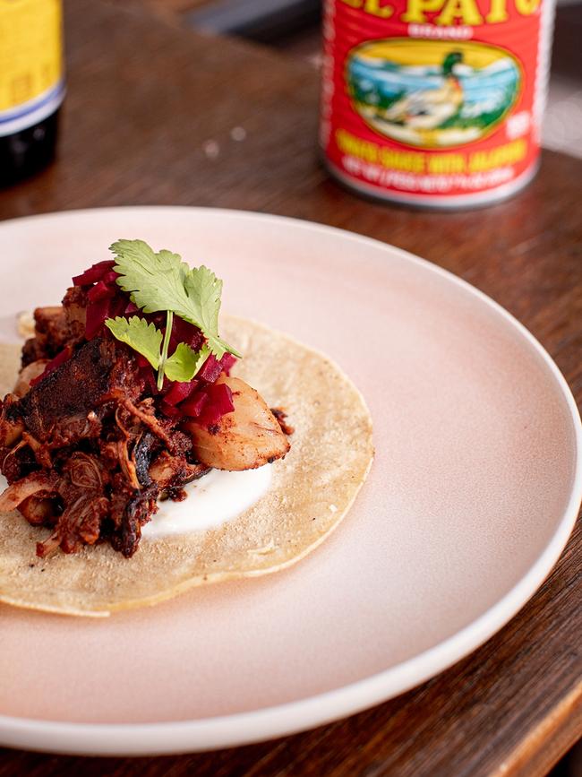 Mother Mexico’s El Vegano taco, a tasty vegan offering filled with spiced pulled jackfruit. Picture: DarkLab media.