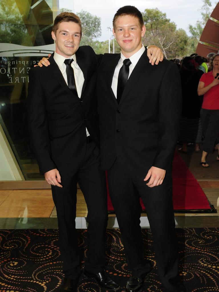 Mike Jenkins and Daniel Baseley at the 2014 St Philip’s College formal at the Alice Springs Convention Centre. Picture: JUSTIN BRIERTY / NT NEWS