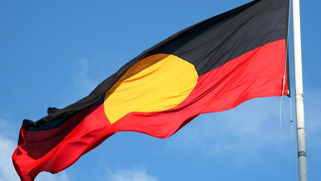 The Australian Aboriginal flag.