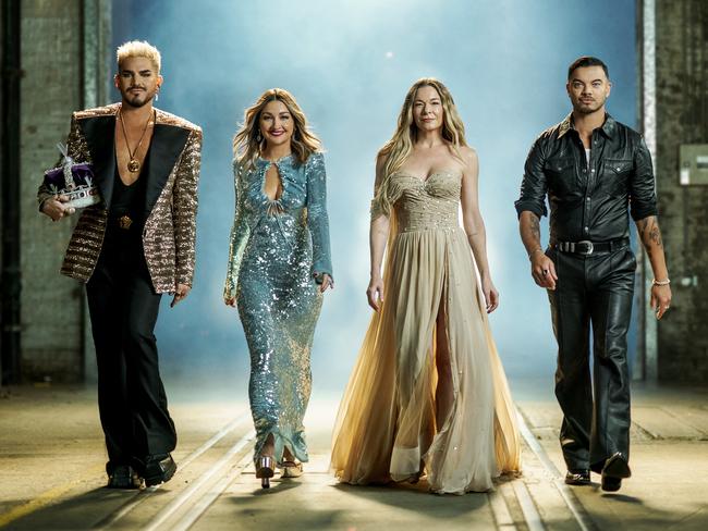 The Voice Australia’s coaches Adam Lambert, Kate Miller-Heidke, LeAnn Rimes and Guy Sebastian.