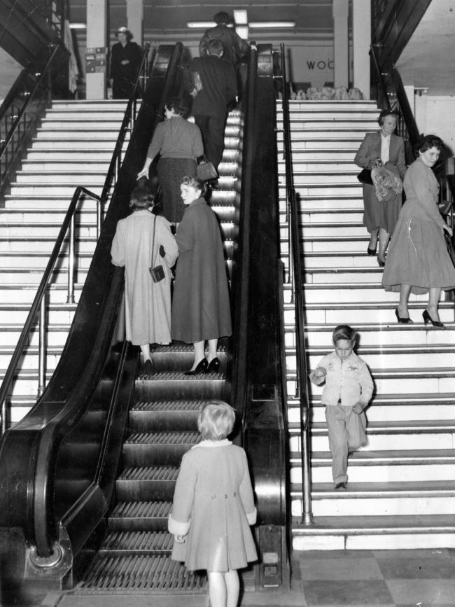 John Martin’s Rundle Street store where shoppers used the first escalator in Adelaide.