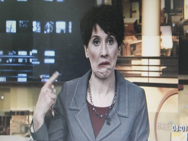 The camera cut back to Virginia Trioli unexpectedly and captured this unfortunate moment.