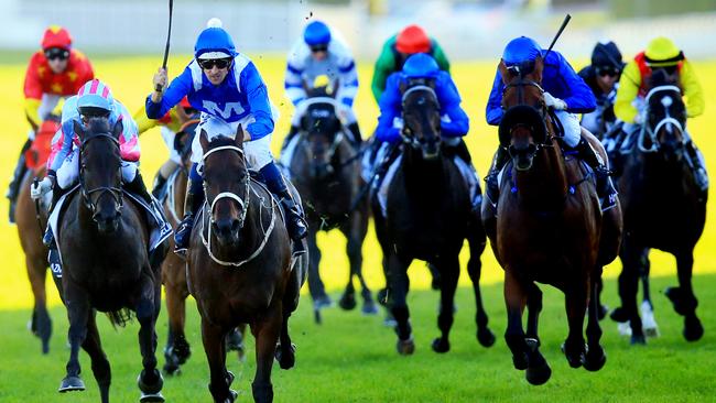 Happy Clapper, right, was a brave second to Winx in the Doncaster. Picture: Jenny Evans