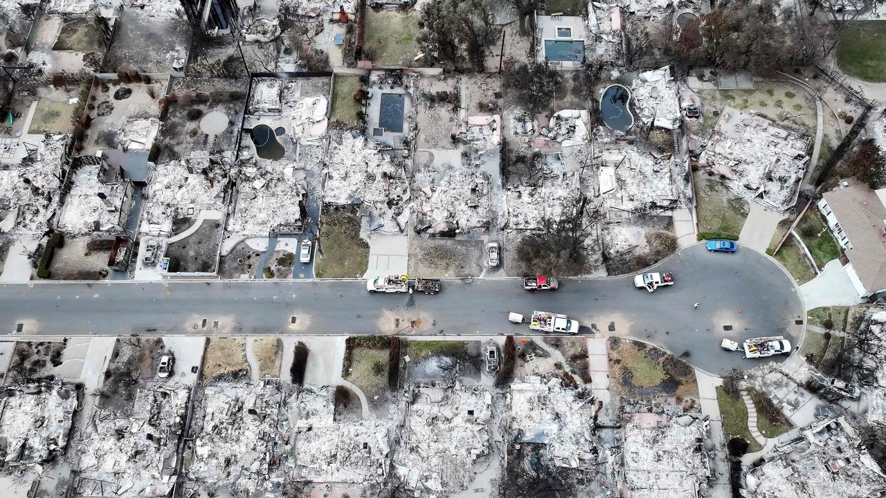 An aerial view of homes which burned in the Eaton Fire on January 25, 2025 in Altadena, California. Photo: Getty