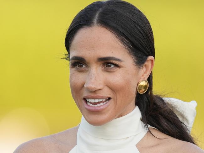 Meghan Markle, Duchess of Sussex, watches the prize ceremony at the 2024 Royal Salute Polo Challenge to Benefit Sentebale, Friday, April 12, 2024, in Wellington, Fla. (AP Photo/Rebecca Blackwell)