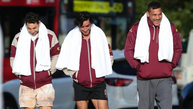 Billy Slater, Johnathan Thurston and Justin Hodges will join Kevin Walters and the Maroons on the Queensland coaching staff for 2019. Picture: Adam Head