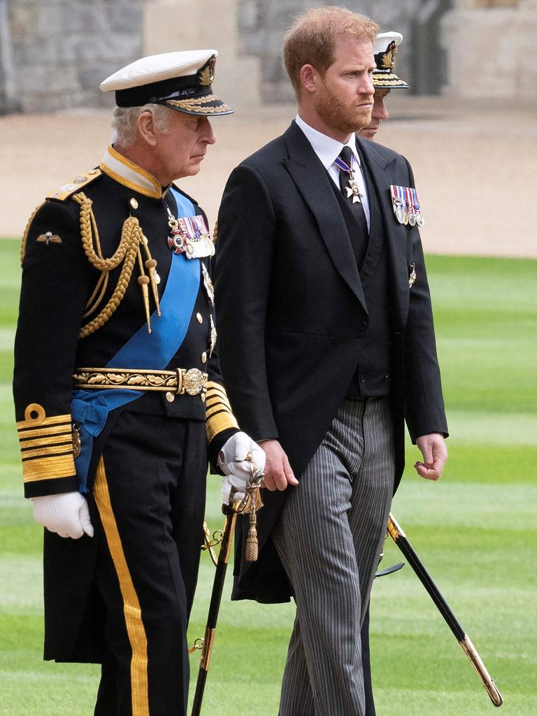 Charles and his son arrived together at St George's Chapel on September 19, 2022, ahead of the Committal Service for the late Queen. Picture: David Rose/POOL/AFP