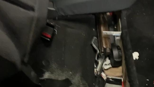 Police seized weapons hidden under the car’s back seat. Picture: Queensland Police Service