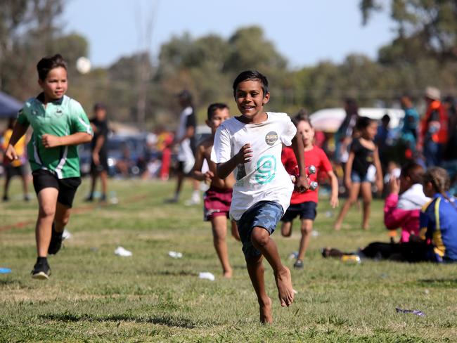 A youngster shows a good turn of pace during the halftime break. Picture: Nathan Edwards