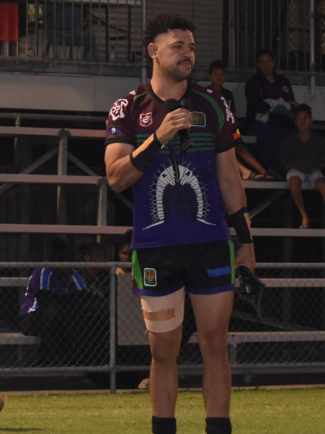 GH United's Jacob Gagai after being awarded player of the final at the Mackay Indigenous Rugby League Carnival. Picture: Mitch Bourke.