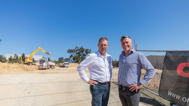 Gavin Nixon, pictured with Steve Macgregor (left), of Commercial 1 Gold Coast, is planning to build a new strata-unit development at the Gold Coast Logistics Hub.