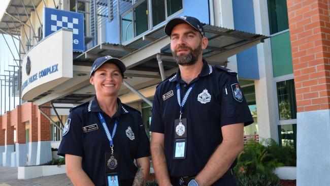 First Year Constables Amelia Wheatley and Todd Reinhardt gear up for their first days on the beat in North Queensland.Picture: Natasha Emeck