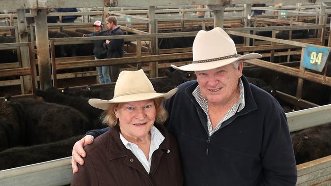 Leongatha Store cattle sale, Wayne and Jenny Price, from Wooreen. Picture Yuri Kouzmin