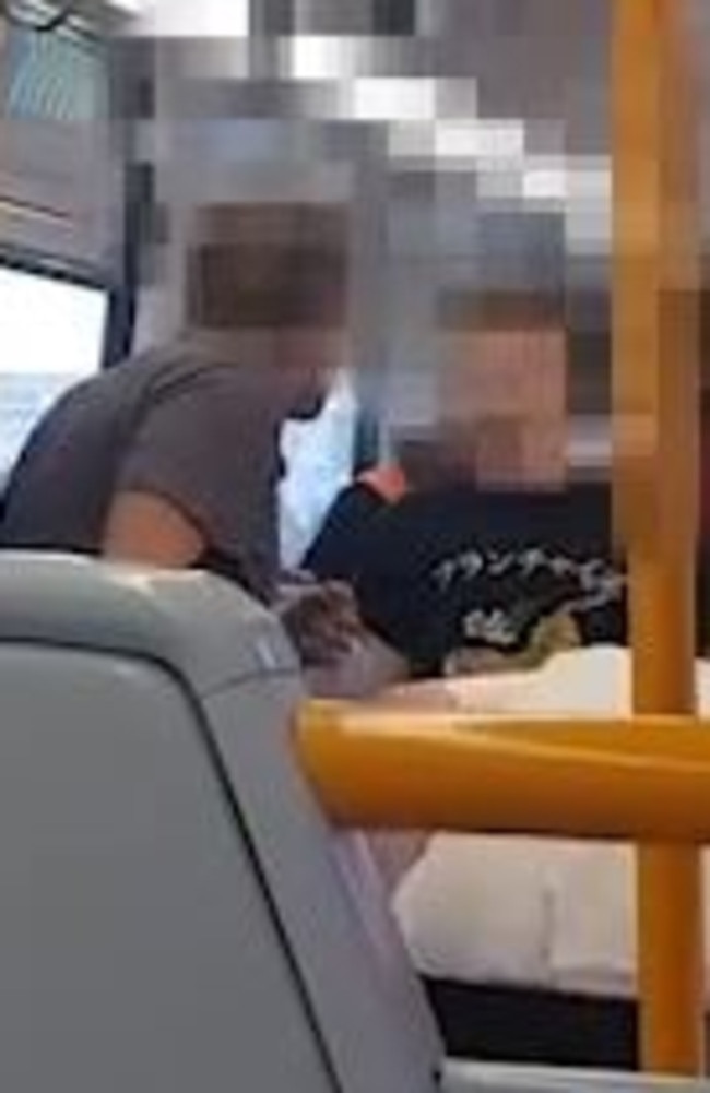 Two train commuters on a Brisbane to Gold Coast train have a heated exchange, which ended with other commuters getting involved.