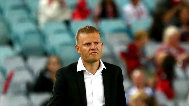 Coach of the Wanderers, Josey Gombau looks on dejected