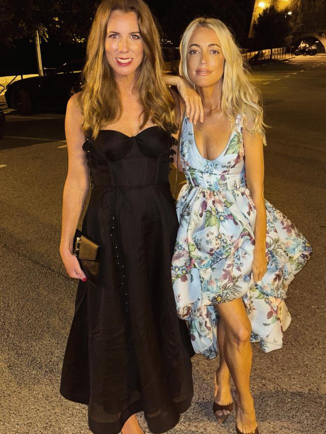 Jackie O Henderson travels from Greece to France for Alexander Porter's society wedding to Chris Ledlin. She is pictured with Gemma O'Neill (left). Picture: Instagram.