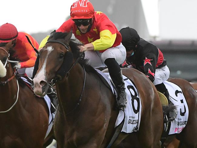 James McDonald rides Aim to victory in the Magic Millions Guineas. Picture: Trackside Photography