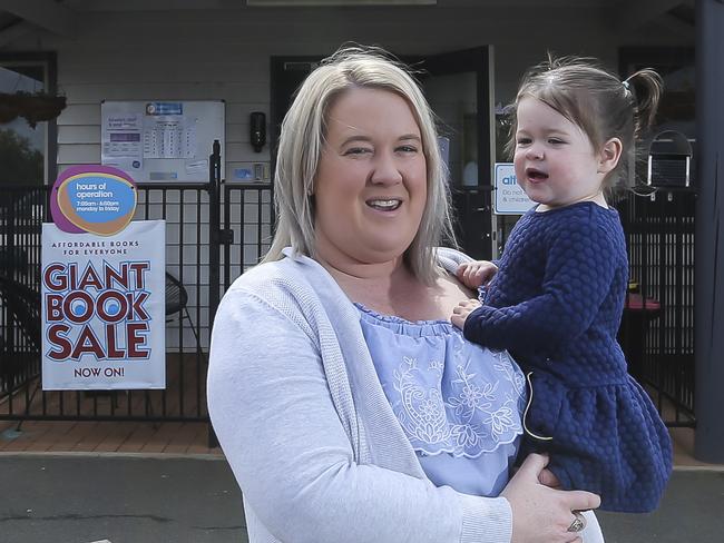 Pride of Australia - Caitlin Hogan and her 18month old baby Harper at the Goodstart Child Care Centre, Drayton. The director of the centre, Caitlin, rescued around 40 kids and staff members during a fire at the centre in February. Pic Mark Cranitch.