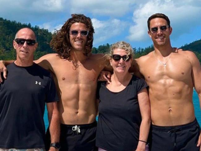 Callum and Jake Robinson with their parents Martin and Debra.