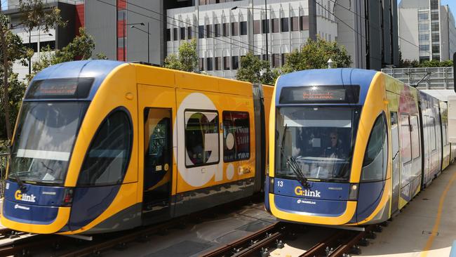 Light rail outside Gold Coast University Hospital . Picture Glenn Hampson