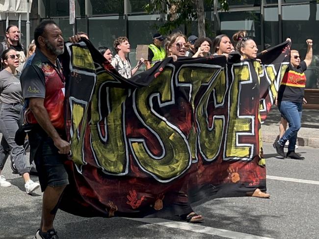 Protesters took to Brisbane streets on Friday after the death of Aubrey Donahue.