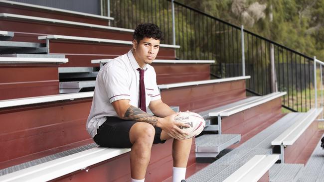 Teapo Stoltman in the Cameron Smith grandstand. (News Corp/Attila Csaszar)