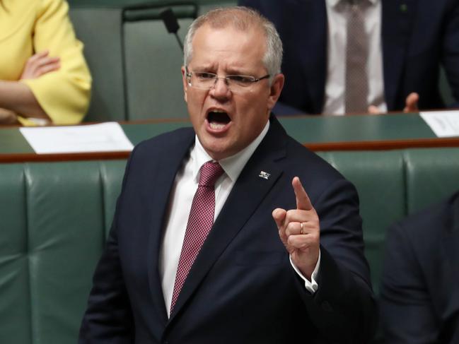 Prime Minister Scott Morrison during Question Time in the House of Representatives. Picture: Gary Ramage