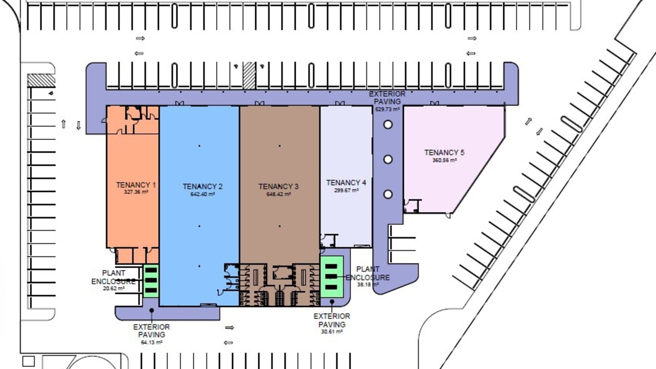 Plans for the new proposed shopping complex on Faircloth Cres reveal the centre would have five tenancy spaces.