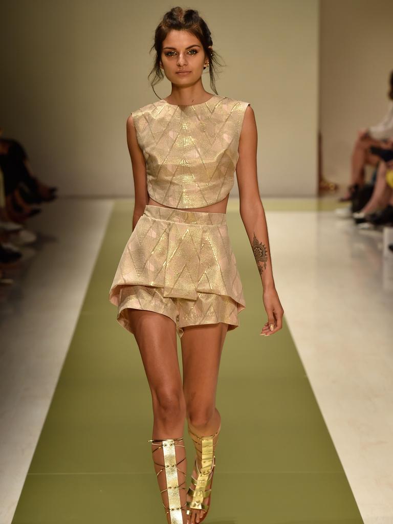 A model walks the runway during the CS Edit X Kirrily Johnston show at Mercedes-Benz Fashion Week Australia 2015. Picture: Getty