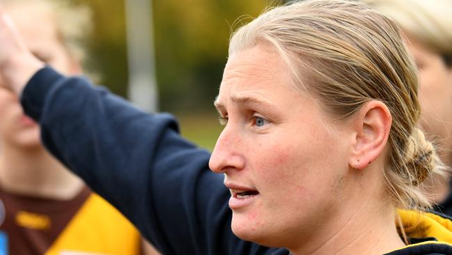 Kew coach and Collingwood women’s football boss Jess Burger is a leading contender for the vacant AFLW senior coach role at the Magpies following the departure of Steve Symonds. Picture: Josh Chadwick