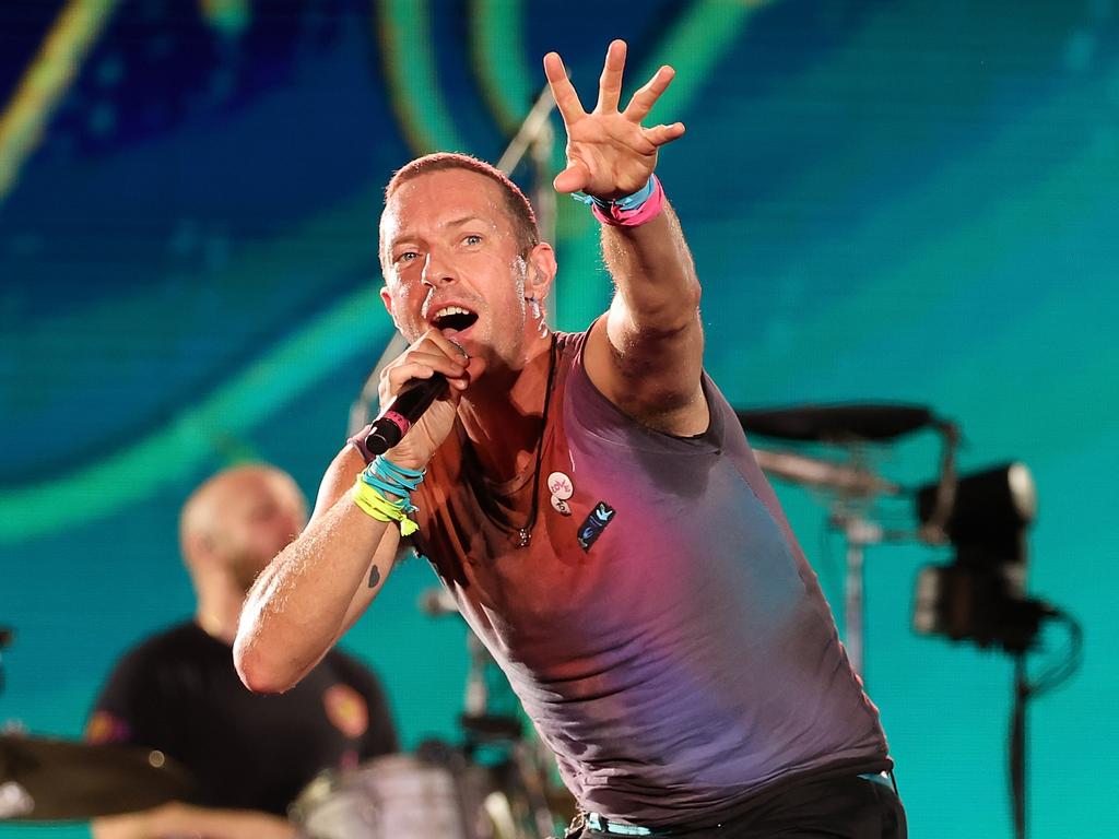 Chris Martin of Coldplay performs on stage at Optus Stadium on November 18, 2023 in Perth. Picture: Paul Kane/Getty Images