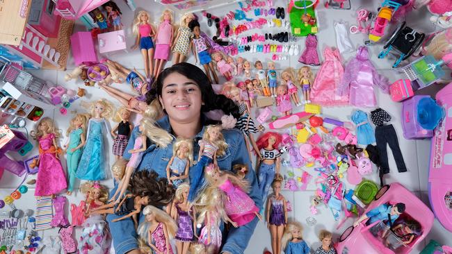 Lara's 11 year old Talia Buttigieg has an eye-watering amount of Barbie dolls and accessories she has collected over the past nine years. But the 11 year is breaking up with Barbie and selling the collection. Picture: Mark Wilson