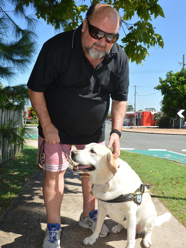 Peter Ryan and his seeing eye dog Pebbles in 2015. Picture: Warren Lynam