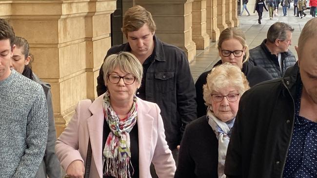 Members of crash victim Leanne Smith’s family leave court after the sentencing. Picture: Mitchell Mott