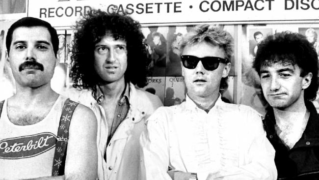 Queen in 1985: Freddie Mercury, Brian May, Roger Taylor &amp; John Deacon.