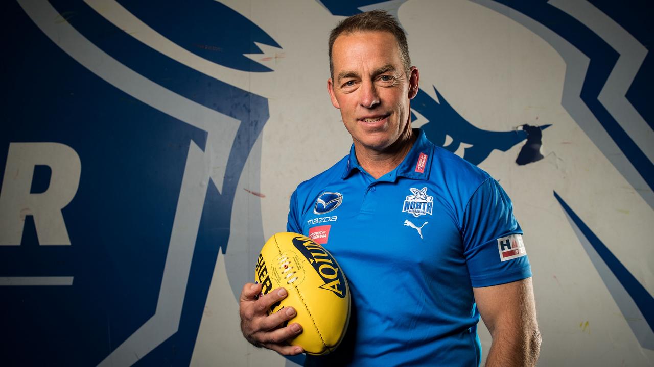 MELBOURNE, AUSTRALIA - AUGUST 19: Alastair Clarkson poses for a photo during a North Melbourne Kangaroos AFL Media Opportunity at Arden Street Ground on August 19, 2022 in Melbourne, Australia. Clarkson has agreed to coach the North Melbourne Football Club for the next five seasons, officially beginning on November 1, 2022. (Photo by Darrian Traynor/Getty Images)