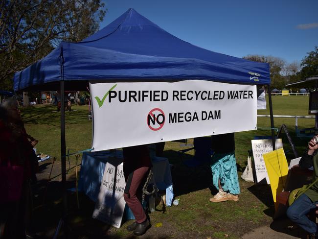 NO DAM: The stall against the proposed Dunoon/Channon dam at The Channon Markets