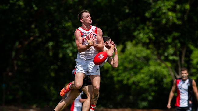 Tanner Lovell playing in the Southern Districts vs Waratah match in Round 13 of the 2024-25 NTFL season. Picture: Pema Tamang Pakhrin