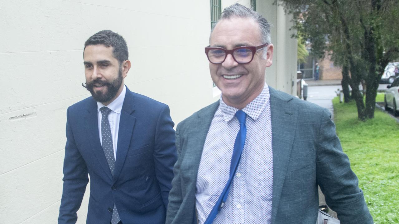 Andrew O'Keefe smiled at waiting cameras as he left Waverley court on Thursday. Picture: NewsWire / Jeremy Piper