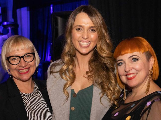 SOCIAL PHOTOS: Anne Wiberg, Kate Cooper and Peta-Anne Louth celebrating the Cabaret Fringe Gala at the Arthur Art House on Thursday, May 27 2021. Picture: Matthew Kroker