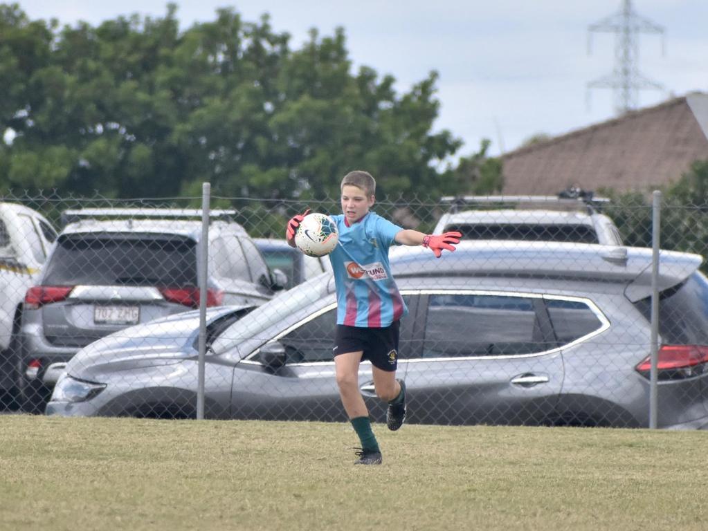 Koby Hine in the Whitsunday and Mackay Lions under-13/14s soccer match at Mackay Football Park, August 28, 2021. Picture: Matthew Forrest